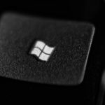 A logo of the Windows operating system printed on a keyboard key.