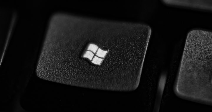 A logo of the Windows operating system printed on a keyboard key.