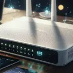 An image of a Wi-Fi router for an article that discusses the pros and cons of Wi-Fi 6E standard.