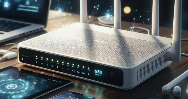 An image of a Wi-Fi router for an article that discusses the pros and cons of Wi-Fi 6E standard.