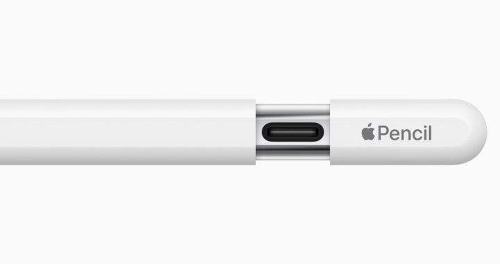 An image of the Apple Pencil USB-C that showcases its USB-C port unhidden from a sliding cap.